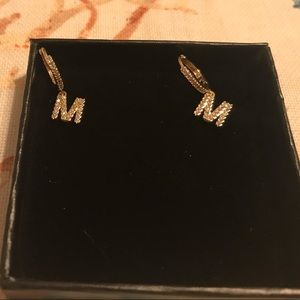 Letter M plated children’s earrings